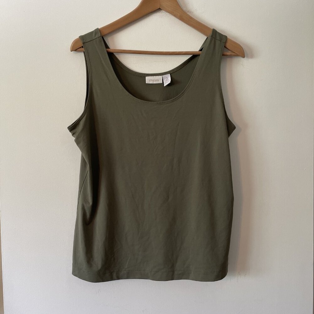 Chico's Size 2 (L/12) Lot Of 2 Tank Tops One Forest Green & One Black